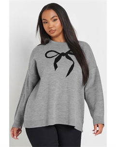 Джемпер с принтом бантиков, серый Yours curve