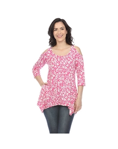 Женская леопардовая туника с открытыми плечами, цвет Fuchsia Leopard Wm fashion
