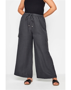 Брюки карго с льняным эффектом, серый Yours curve