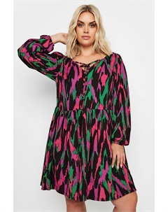 Платье с фактурным абстрактным принтом, черный Yours curve