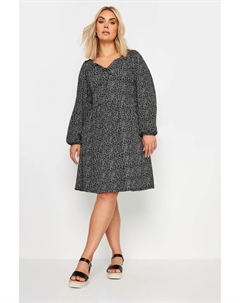 Платье миди с мелким узором, черный Yours curve