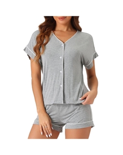 Женская летняя пижама из двух предметов, шорты с короткими рукавами и пуговицами, одежда для дома из модала, цвет Light Gray Cheibear