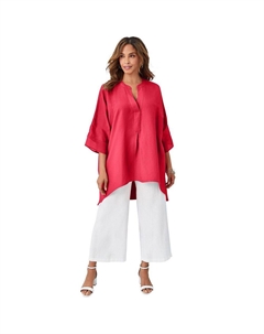 Женская льняная туника высокого-низкого размера, цвет Vibrant Watermelon Jessica london