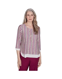 Женский топ в металлическую полоску со съемным колье, цвет Multi Red Alfred dunner