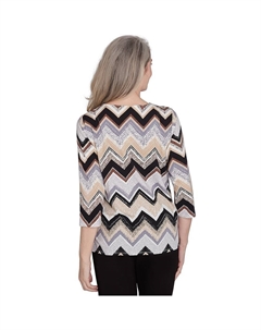 Топ Petite с зигзагообразным вырезом и разрезом на шее, цвет Black Tan Alfred dunner