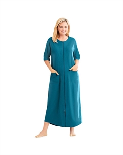 Женский длинный халат из френч терри небольшого размера с молнией спереди больших размеров, цвет Deep Teal Dreams & co.