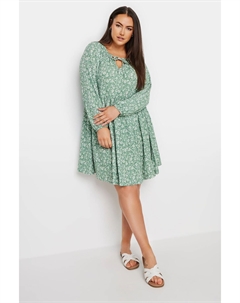 Платье миди с цветочным принтом и текстурой, зеленый Yours curve