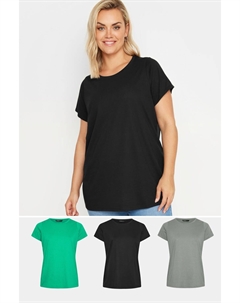 Базовые футболки Core, 3 шт в упаковке, черный Yours curve