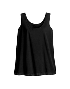 Женская майка больших размеров с кружевной отделкой, черный Ellos