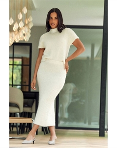 Юбка миди из трикотажного букле с фактурным узором, белый Next