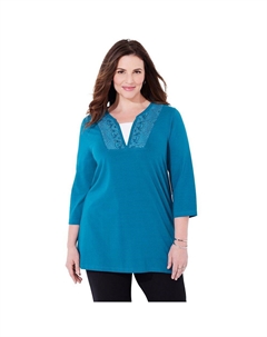 Женский топ размера плюс Suprema Duet с кружевной отделкой, цвет Deep Teal Catherine's