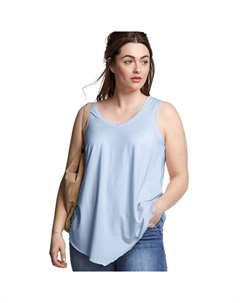 Женская майка больших размеров с V-образным вырезом и заостренной передней частью, цвет Blueberry Cream Ellos