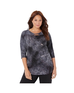 Женский топ больших размеров со звездами, черный Catherine's