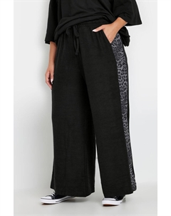 Брюки с леопардовым принтом натурального коричневого цвета, черный Yours curve