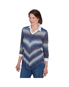Женский тканый свитер Chevron с эффектом омбре, цвет Charcoal Alfred dunner