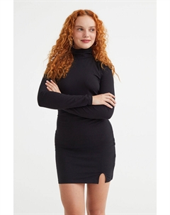 Облегающее платье с воротником-поло, черный H&m