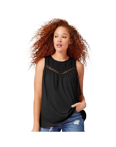 Женская кружевная майка больших размеров, связанная крючком, черный Ellos