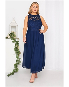 Кружевное платье макси в форме сердца, синий Yours curve