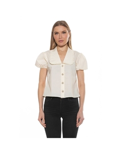 Женский топ Sandra с короткими рукавами и пуговицами с украшением, цвет Ivory Alexia admor