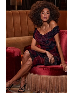 Платье с сетчатой отделкой и цветочным принтом Bardot, черный Sosandar