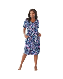 Женская короткая футболка-лежак больших размеров, цвет Navy Paisley Dreams & co.