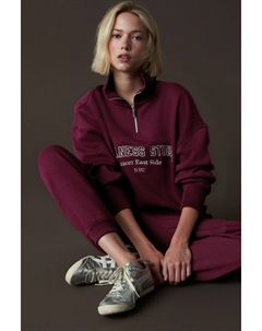 Свободный крой, застежка молния на четверть длины, свитшот с графическим лозунгом о здоровом образе жизни, красный Next