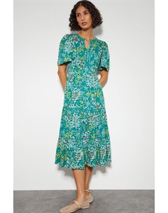 Платье миди с короткими рукавами и цветочным принтом Micola, синий Monsoon