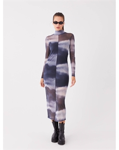 Женское облегающее платье с длинными рукавами и высоким воротником в стиле батик Xside