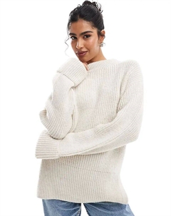 Вязаный джемпер с высоким воротом и манжетами цвета экрю Asos design
