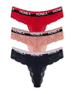 Кружевные резиновые стринги с надписью, женские трусики из 3 предметов, красный черный Hnx