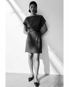 Платье с поясом, серый H&m