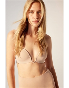 Бюстгальтер балкон без косточек пуш ап, бежевый H&m