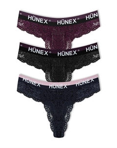 Кружевные резиновые стринги с надписью, женские трусики из 3 предметов, темно-сине-фиолетовый Hnx