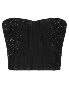 Джинсовый топ со стразами, черный Liu jo