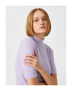 Трикотажный свитер с короткими рукавами, фиолетовый Koton