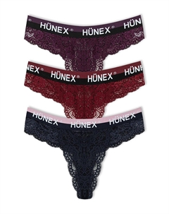 Кружевные резиновые стринги с надписью, женские трусики из 3 предметов, темно-синий-бордовый красный Hnx