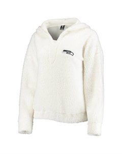 Женский комплект из пушистой толстовки с капюшоном и шортами кремового цвета Seattle Seahawks Concepts Sport Unbranded