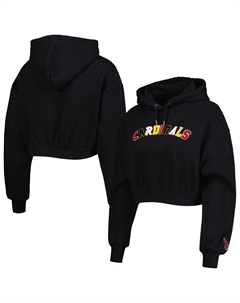 Женский укороченный пуловер с капюшоном The Wild Collective черного цвета Arizona Cardinals Unbranded