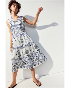 Хлопковое платье с завязками, белый H&m