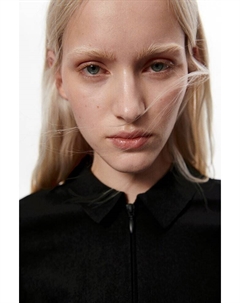 Топ с воротником на молнии, черный H&m