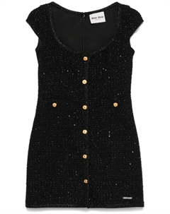Платье мини из ламе-букле, черный Miu miu
