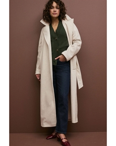 Длинное макси пальто с поясом, белый Next