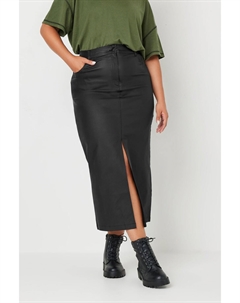 Юбка мидакси с покрытием и разрезом спереди, черный Yours curve