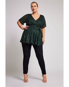 Топ обертка с пайетками London, зеленый Yours curve