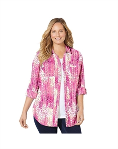 Женская рубашка больших размеров The New Utility Shirt, цвет Raspberry Ombre Petals Catherine's