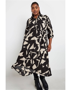 Платье рубашка с рукавом 3/4, черный Yours curve