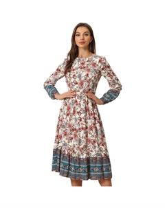 Женское платье макси с длинными рукавами и цветочным принтом в стиле бохо, цвет Apricot Allegra k