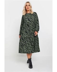 Фактурное платье мидакси с оборками, зеленый Yours curve