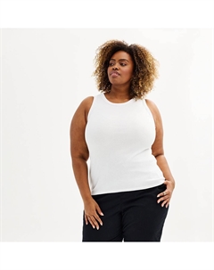 Многослойная майка в рубчик с высоким воротником больших размеров, цвет Vital White Sonoma goods for life