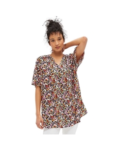 Женская туника больших размеров с короткими рукавами и перевернутыми складками, цвет Multi Floral Ellos